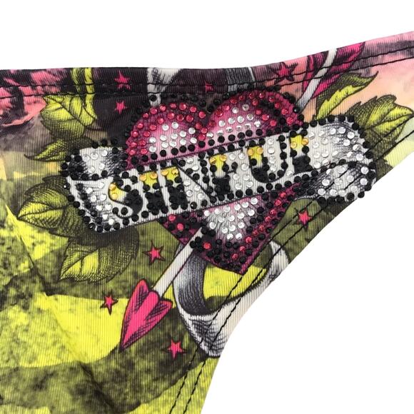 Sinful by Affliction Hydrogen Swimsuit Bikini Bottom Pink Green Size X-Large - Picture 2 of 7